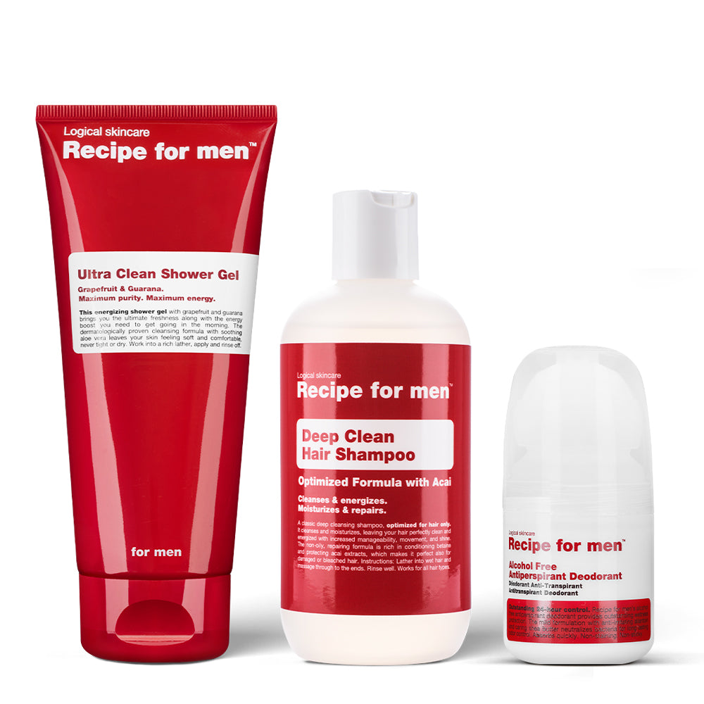 Recipe For Men Ultra Clean Shower Gel – Revitalisierendes Duschgel Mit Grapefruit & Guarana | Für Männerhaut | Mit Aloe Vera